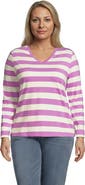 Lands' End Plus Size Supima Cotton Long Sleeve V-Neck T-Shirt