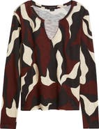 Sanctuary Print Split Neck Knit Top