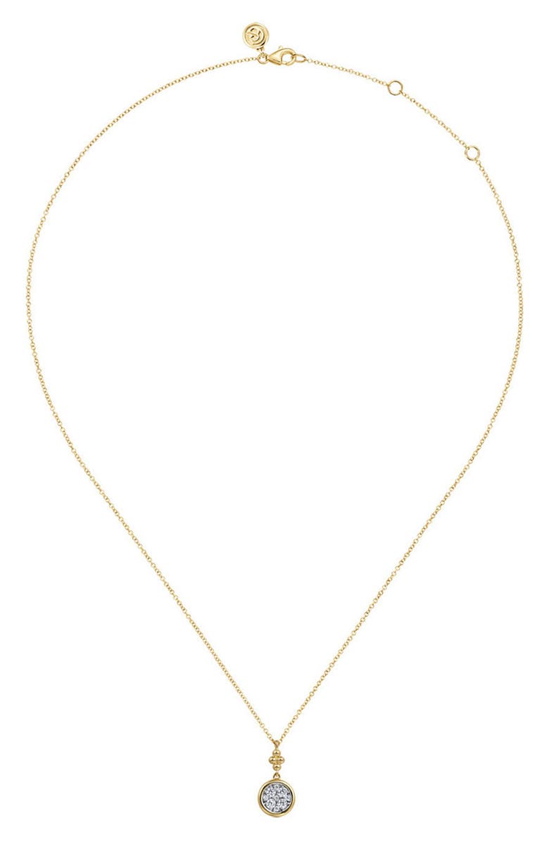Gabriel & Co. Bujukan Diamond Cluster Drop Pendant Necklace, Alternate, color, Two Tone