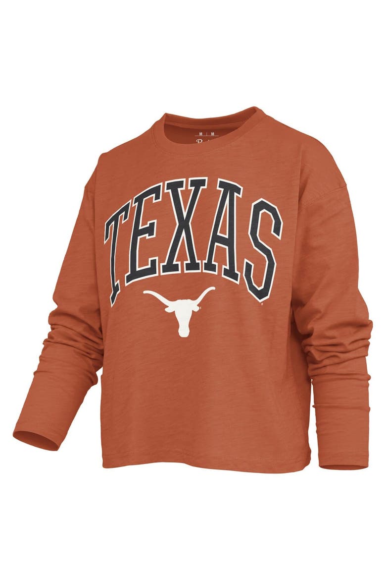 Women's Pressbox Texas Orange Texas Longhorns Motley Boxy Waist-Length Long Sleeve T-Shirt, Alternate, color, Burnt Orange