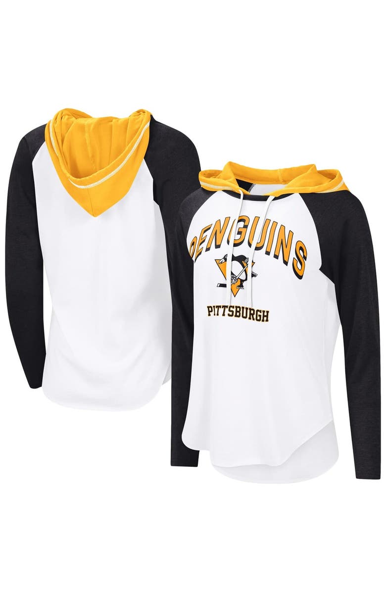 G-III 4HER BY CARL BANKS Women's G-III 4Her by Carl Banks  White Pittsburgh Penguins VIP Raglan Long Sleeve Hoodie T-Shirt, Main, color, White
