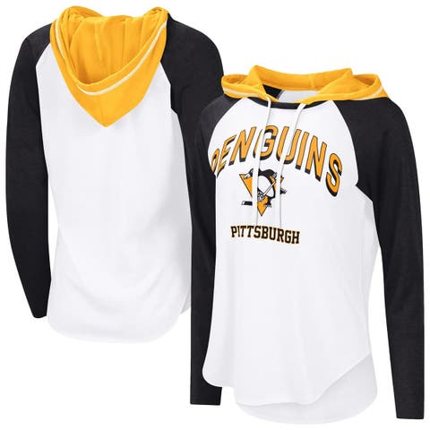 Women's G-III 4Her by Carl Banks  White Pittsburgh Penguins VIP Raglan Long Sleeve Hoodie T-Shirt
