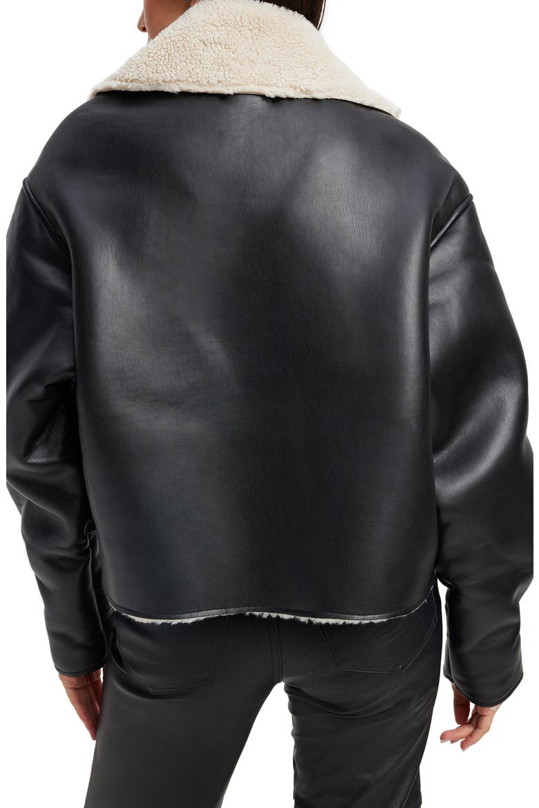 Faux Leather & Faux Shearling Oversize Jacket, Alternate, color, BLACK001