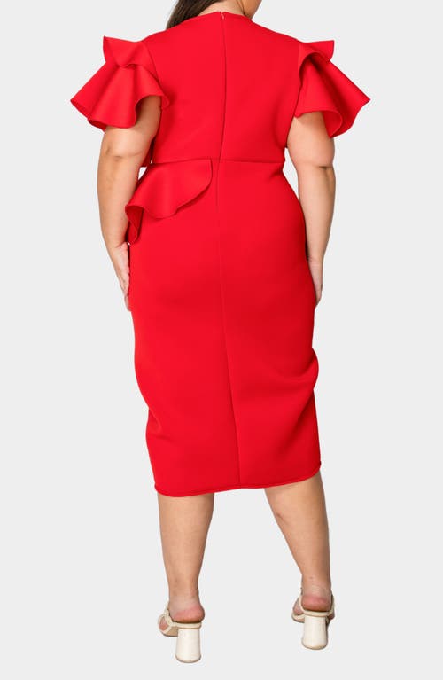 L I V D Kira Neoprene Peplum Dress In Red