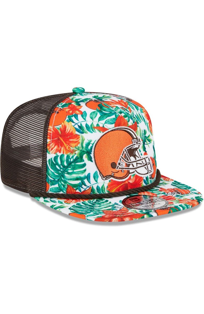 New Era Men's New Era White Cleveland Browns Botanical 9FIFTY Snapback Hat, Alternate, color, 
