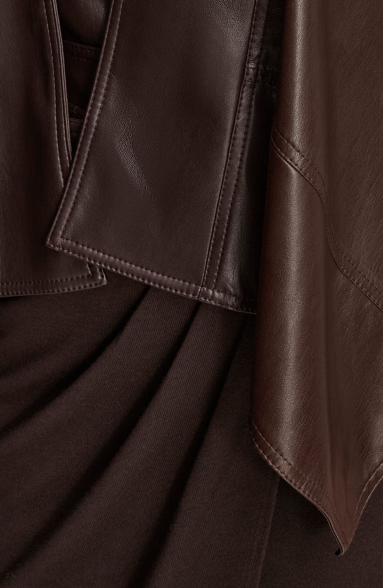 Donna Karan New York Flyaway Faux Leather & Knit Jacket, Alternate, color, Chocolt Pl