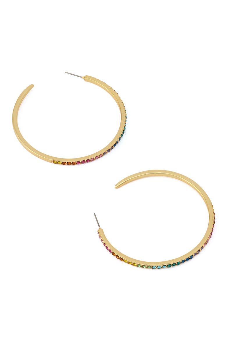 Large Pavé Hoop Earrings, Alternate, color, GOLD/ MULTI