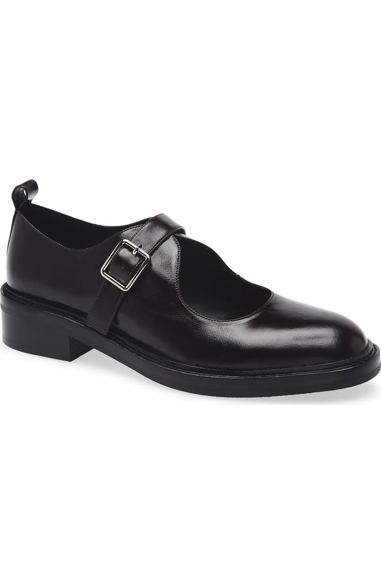 Jeffrey Campbell Artisanal Mary Jane Flat, Main, color, Black Crinkle