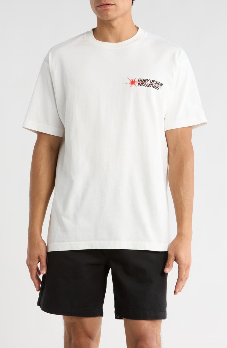 Obey Design Industrial Graphic T-Shirt, Main, color, Pigment Vintage White