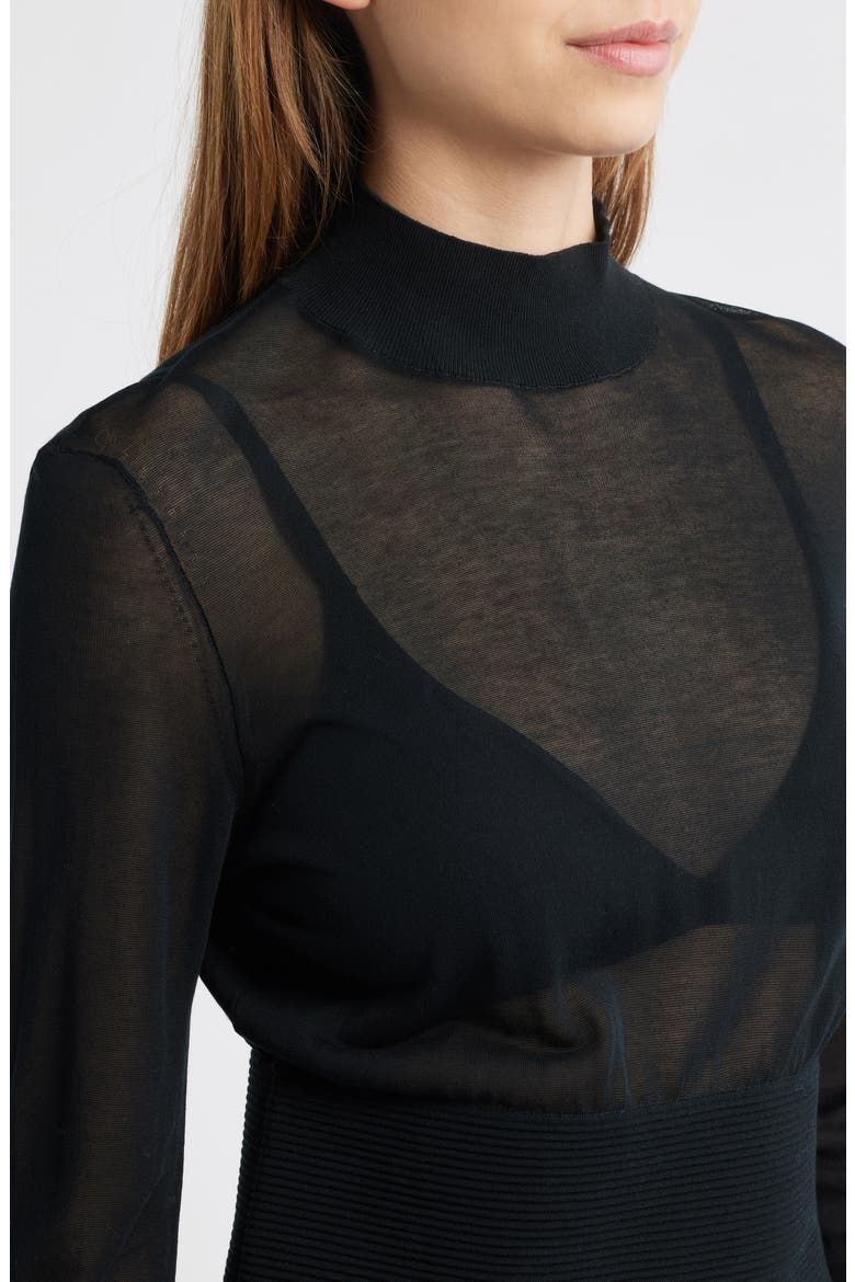 The Sleek Mock Neck Crop Sweater, Alternate, color, BLACK
