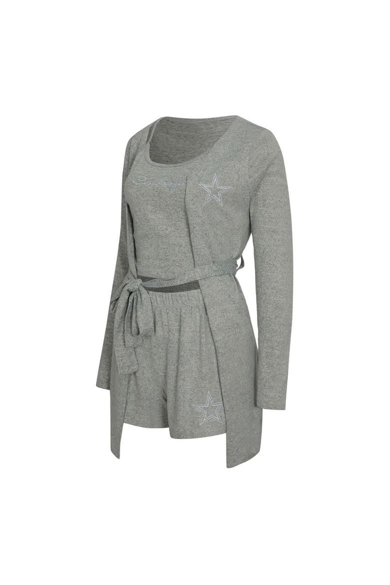 Women's Concepts Sport  Heather Gray Dallas Cowboys Rigor Tank, Short & Robe Set, Alternate, color, Heather Gray