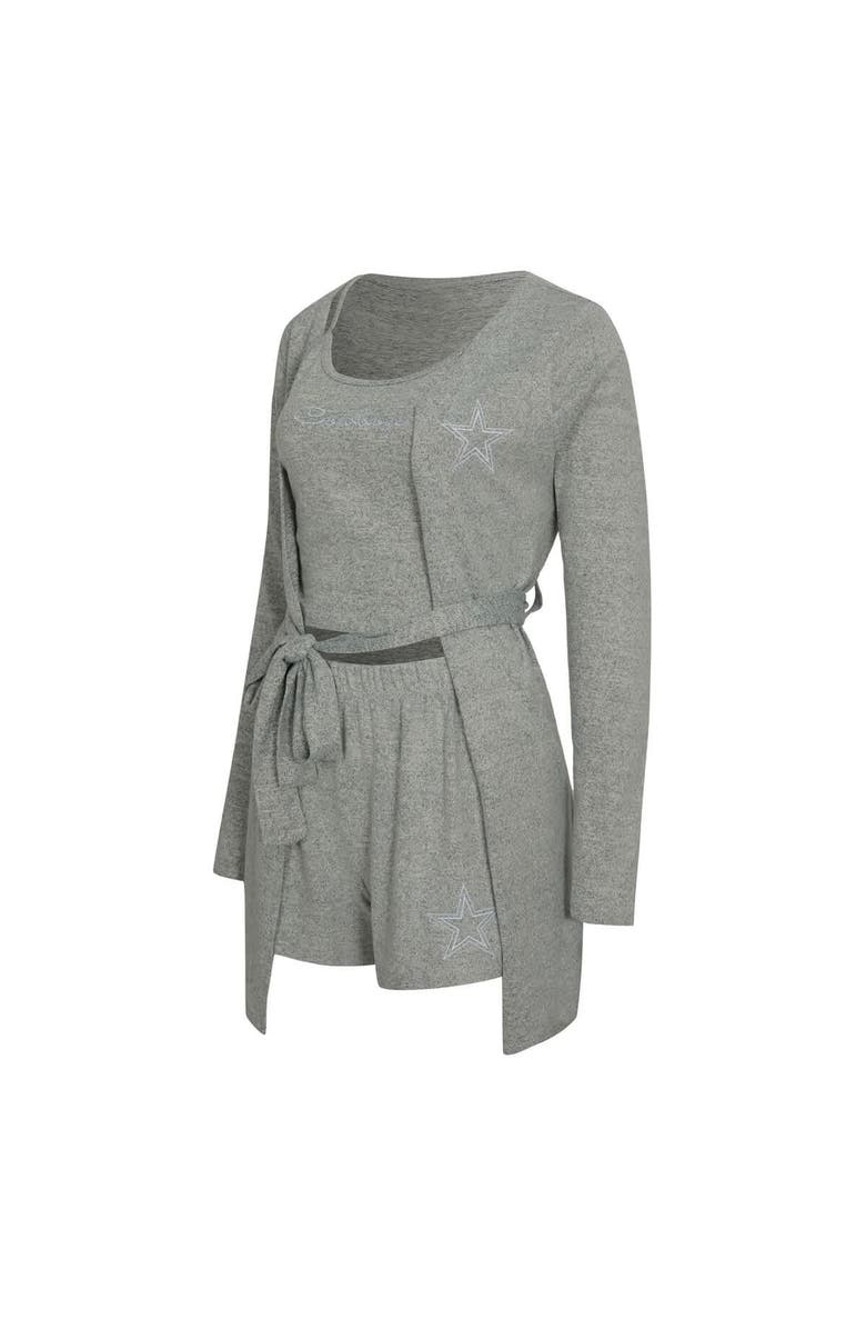 CONCEPTS SPORT Women's Concepts Sport  Heather Gray Dallas Cowboys Rigor Tank, Short & Robe Set, Alternate, color, Heather Gray