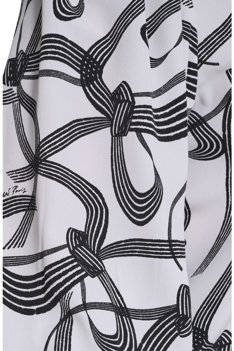 Bow Print Crepe Button-Up Shirt, Alternate, color, SOFT WHITE/ BLACK MULTI