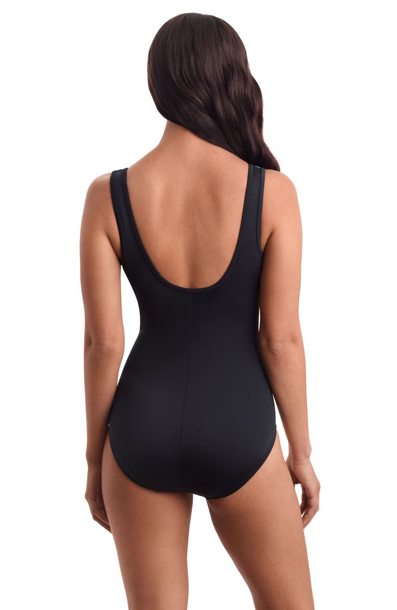 ShapeSolver Sport Scoopneck Zipper Tank Chlorine Resistant One-Piece Swimsuit, Alternate, color, Herringbone Shift