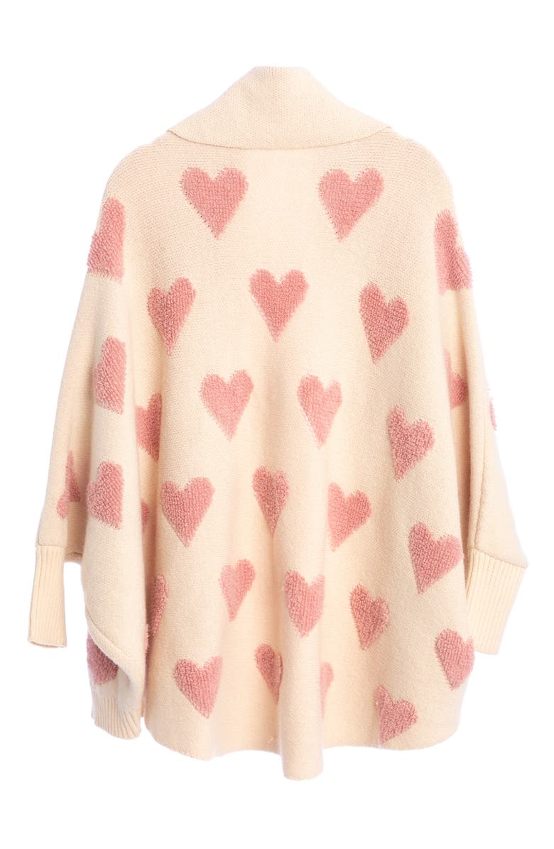 SAACHI Heart Open Front Cardigan, Alternate, color, White Pink