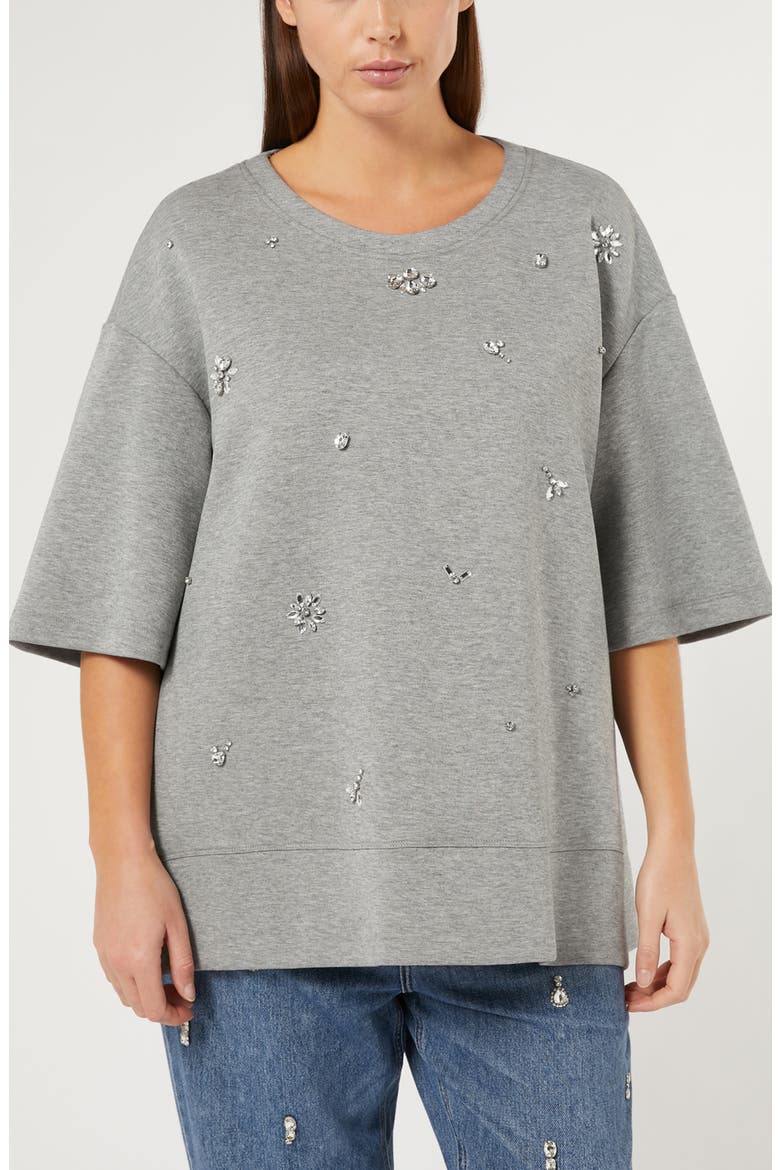 Rhinestone Sweatshirt, Main, color, LIGHT GREY