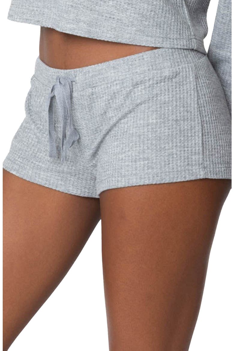 Teddy Waffle Knit Drawstring Shorts, Alternate, color, GRAY-MELANGE