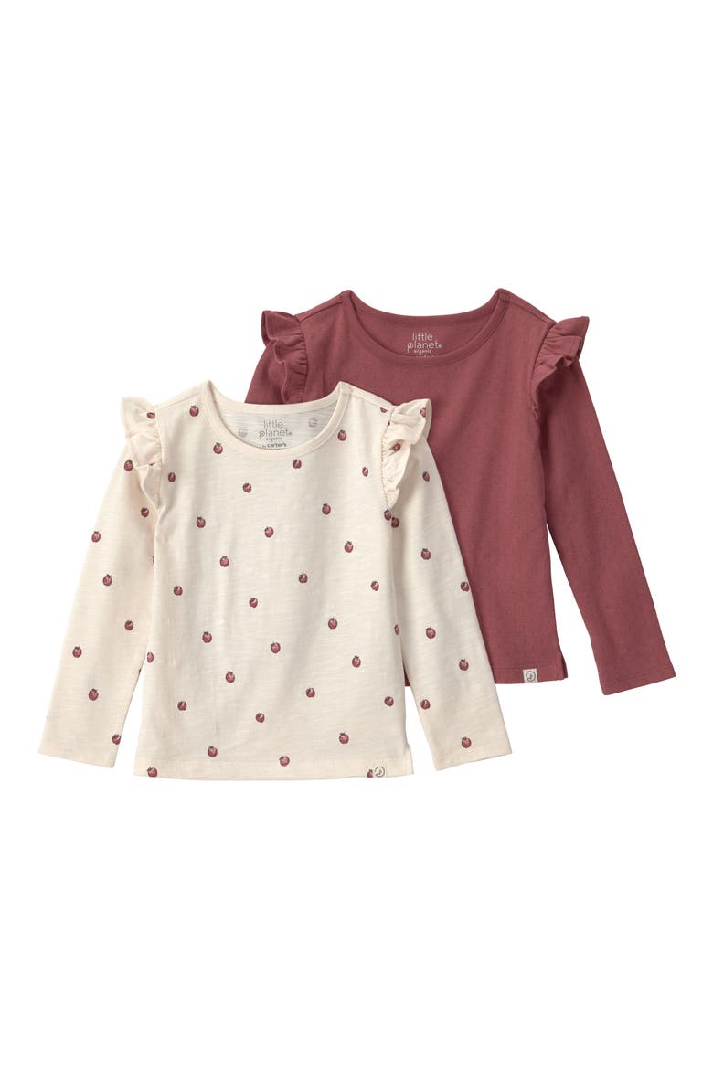 Kids' Set of 2 Assorted Knit Long Sleeve Organic Cotton Tops, Main, color, MAROON APPLE