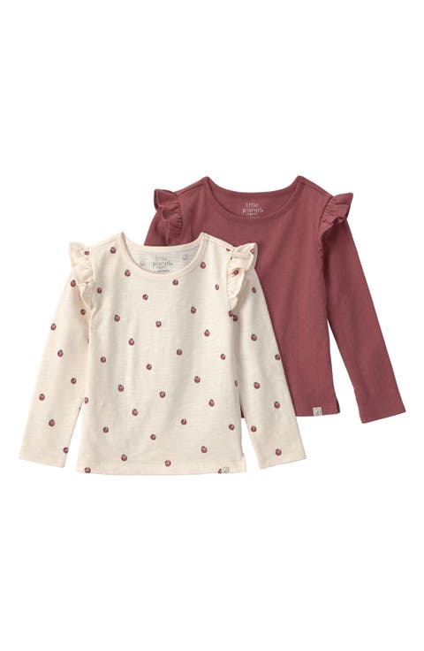 Kids' Set of 2 Assorted Knit Long Sleeve Organic Cotton Tops
