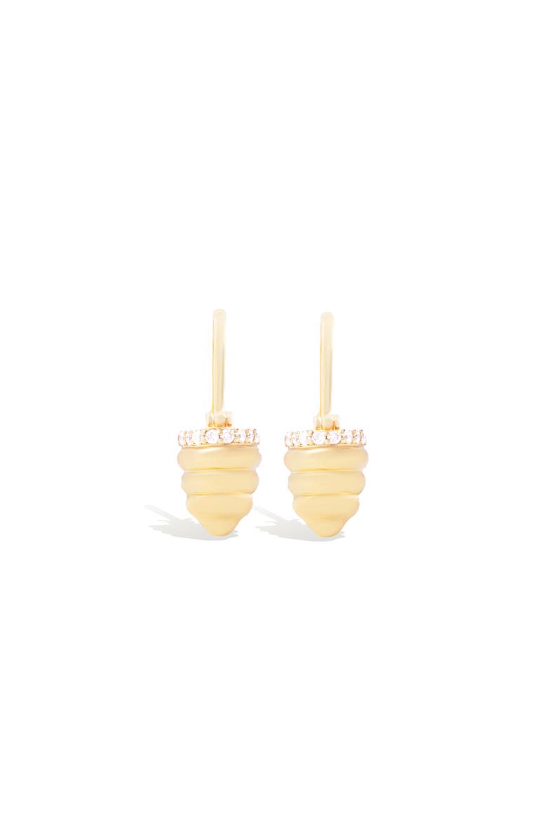 Found Gold Cap Huggie Earring, Alternate, color, Diamond-Gold