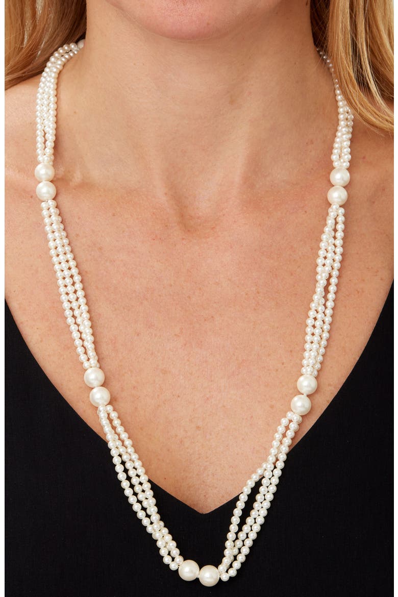 Mother-of-Pearl Multi Layer Necklace, Alternate, color, WHITE