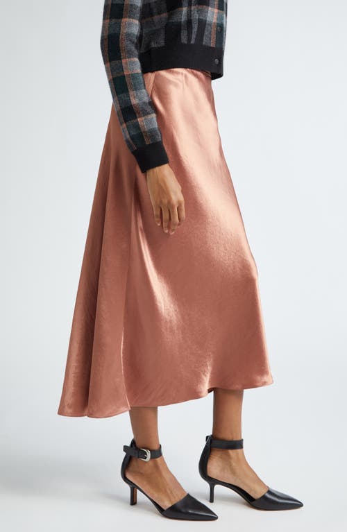 Vince Rumpled Satin Slip Skirt In Petal Amber
