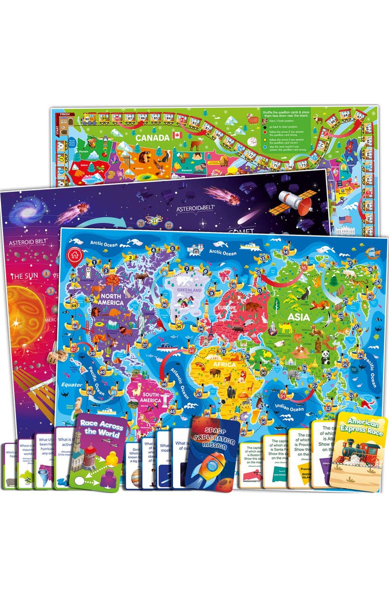 Quokka Educational Jigsaw Puzzles for Kids & Adults - Map & Space Puzzle Set, Main, color, 3 Board Games