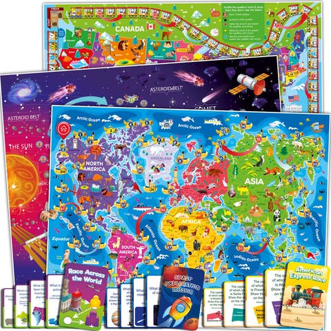 Educational Jigsaw Puzzles for Kids & Adults - Map & Space Puzzle Set