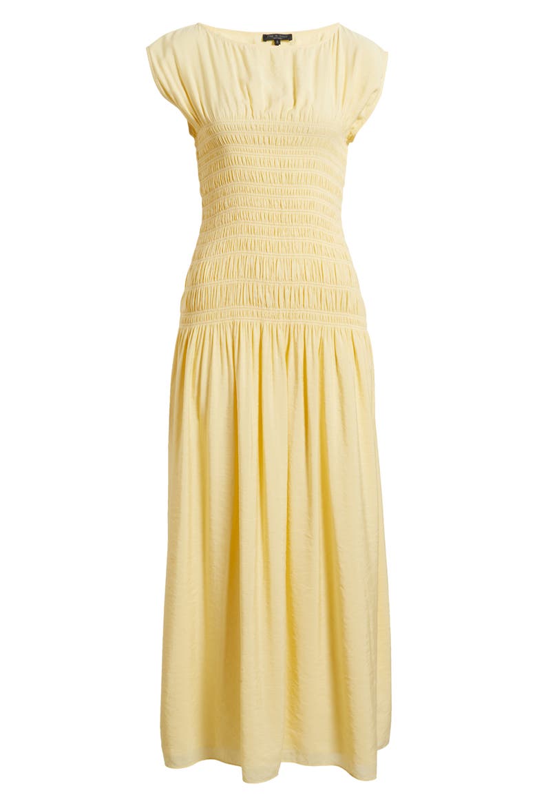 Skye Smocked Drop-Waist Maxi Dress, Alternate, color, PALE GOLD