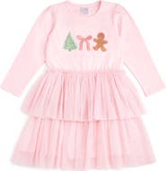 Sweet Wink Gingerbread Embroidered Christmas Long Sleeve Tutu Dress