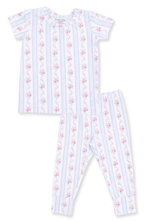 Kids' Anna Floral Stripe Short Sleeve Two-Piece Pajamas