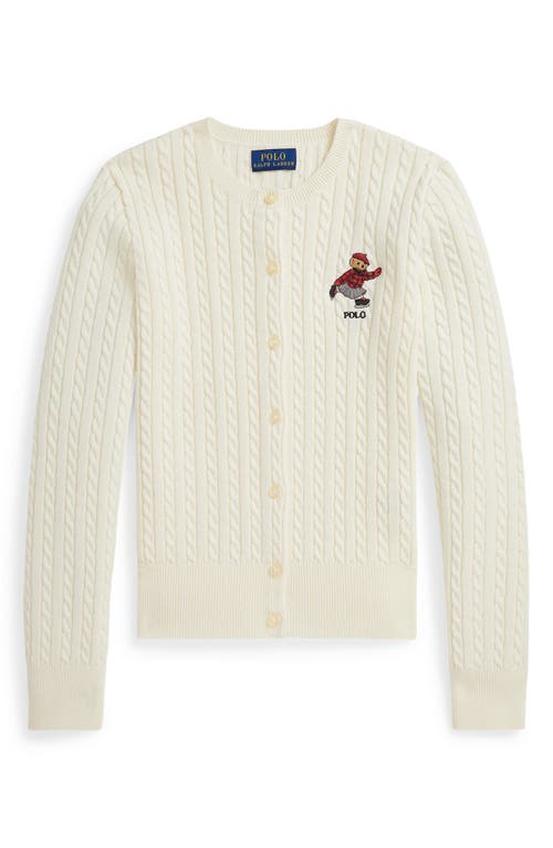 Polo Ralph Lauren Kids' Cable Knit Cotton Cardigan In White