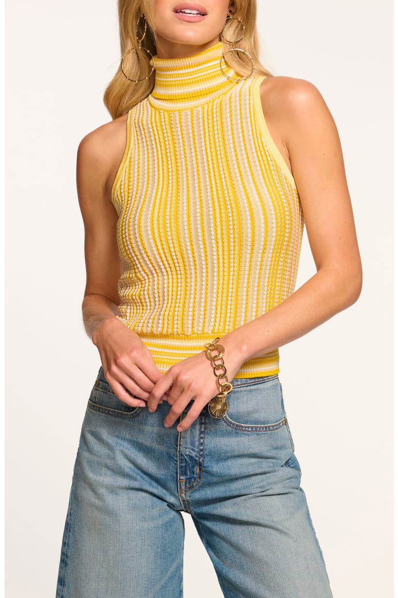 Leonie Stripe Turtleneck Sweater Tank, Main, color, DAISY YELLOW STRIPE