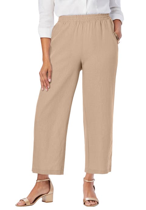 Wide Leg Linen Crop Pant (Plus)