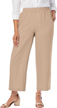 Jessica London Wide Leg Linen Crop Pant