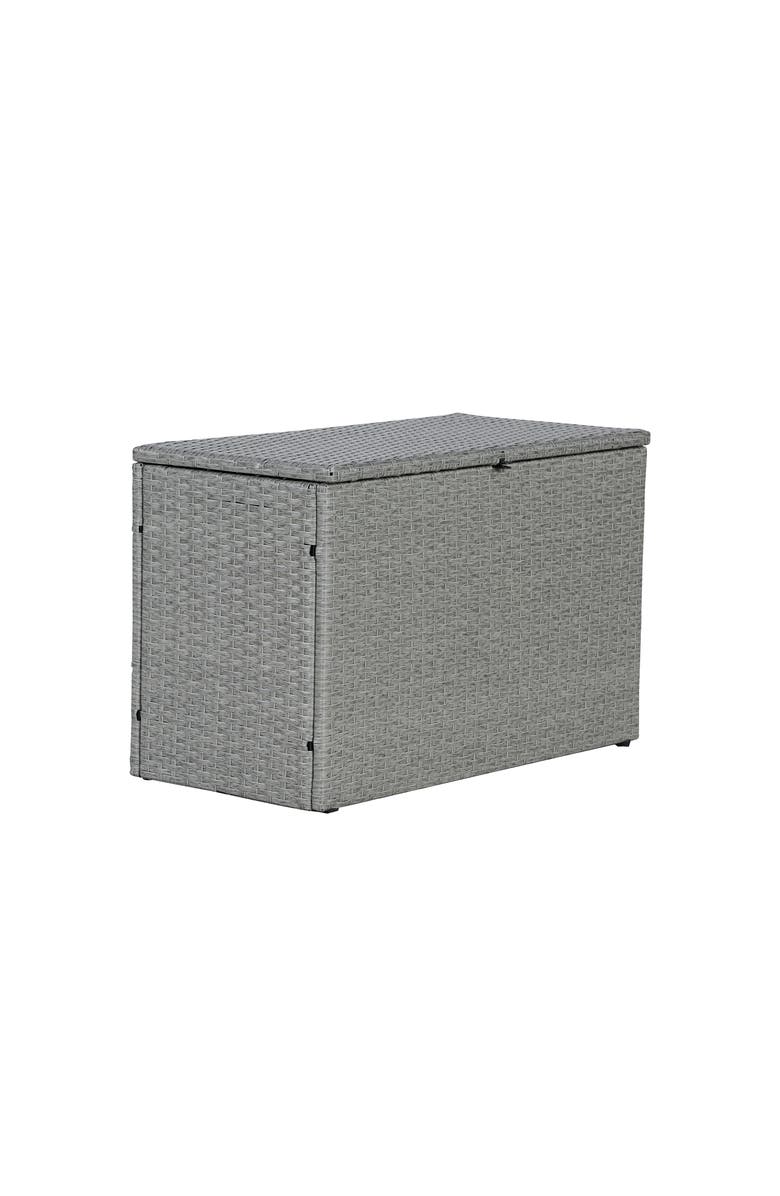 HAPPIMESS Nino Modern Minimalist Outdoor Faux Wicker Deck and Patio Storage Box, Alternate, color, Gray