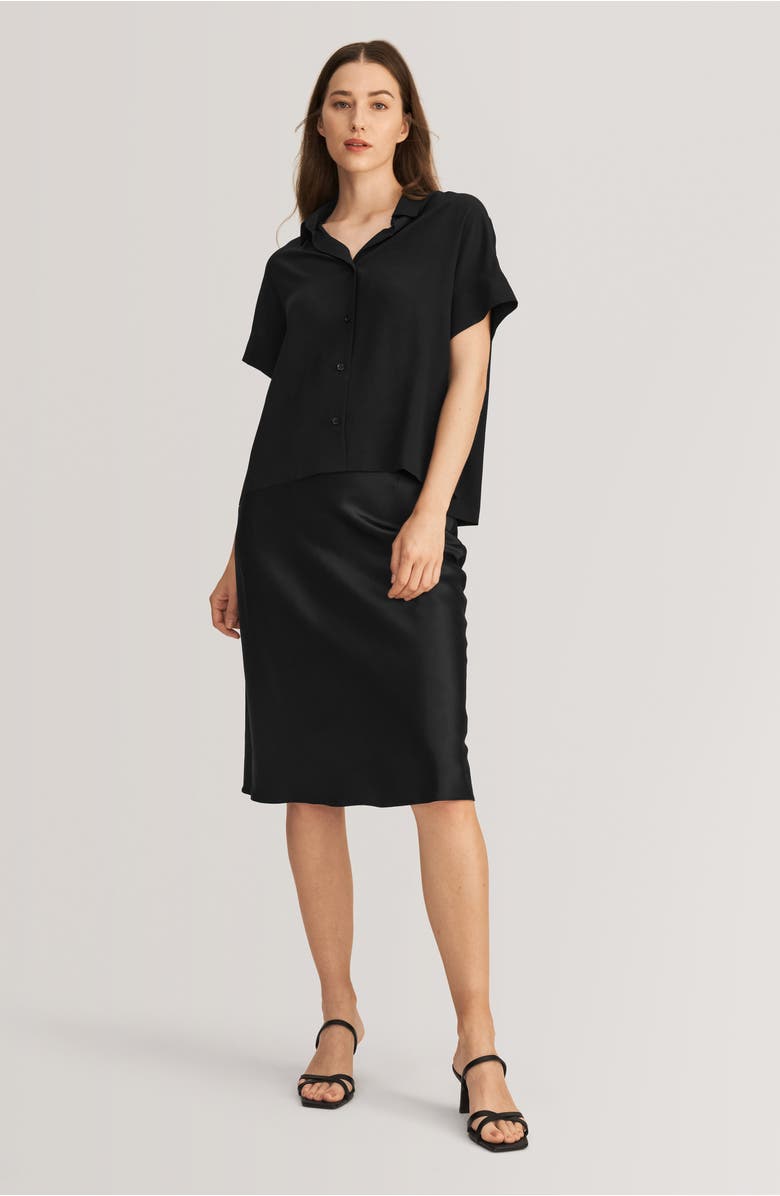 Lilysilk Casual Short Sleeves Loose Silk Shirt, Alternate, color, Black