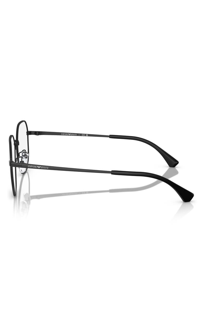 Emporio Armani 52mm Round Optical Glasses, Alternate, color, Matte Black / Demo Lens