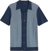 Rails Silas Stripe Knit Cotton Blend Camp Shirt