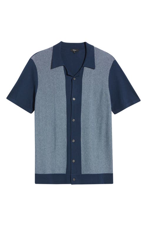 Rails Silas Stripe Knit Cotton Blend Camp Shirt In Blue