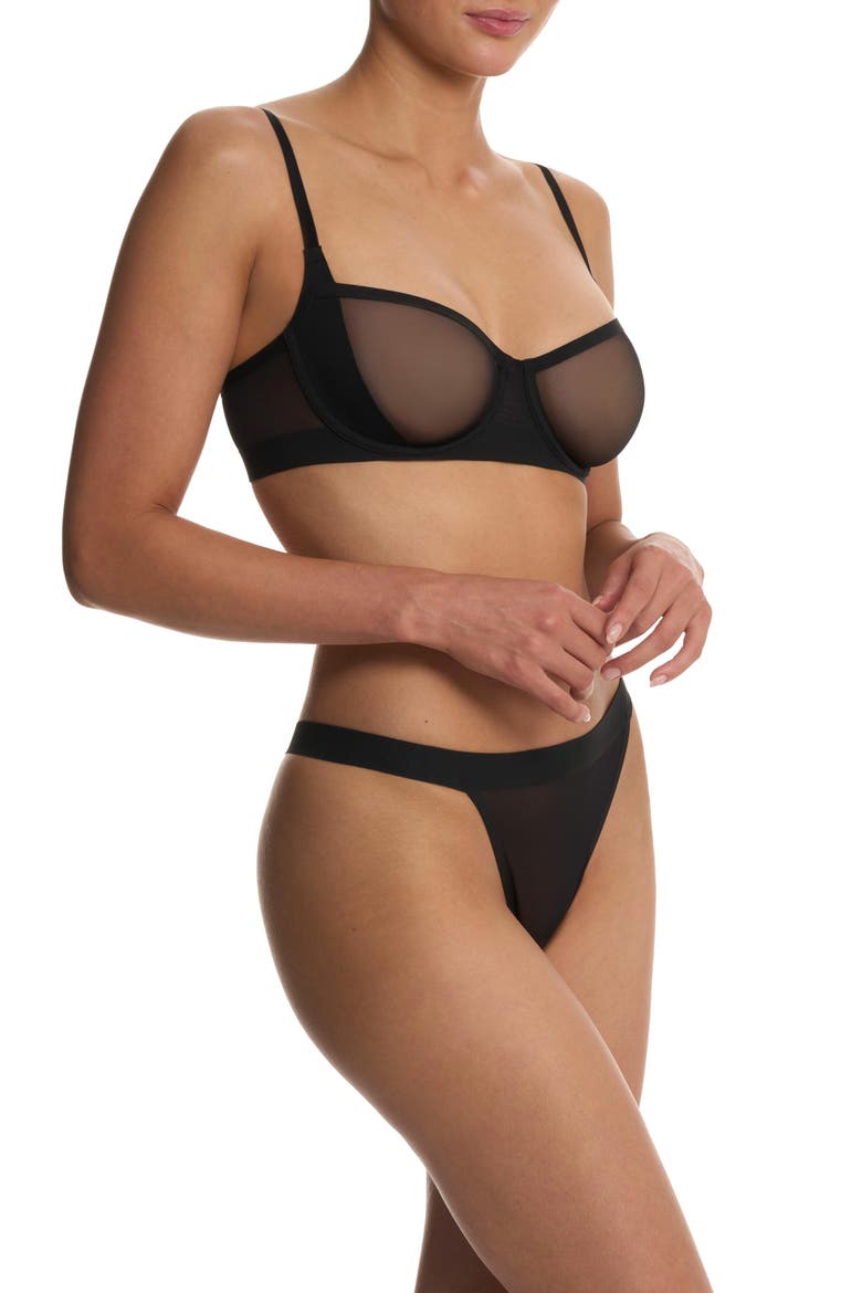 True Zen Mesh Balconette Bra, Alternate, color, Black