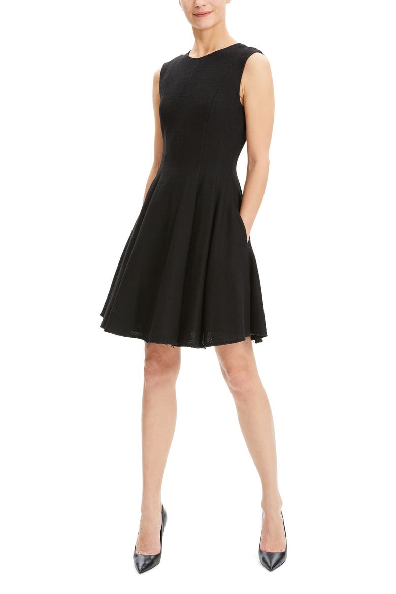 Canvas Fit & Flare Dress, Alternate, color, BLACK