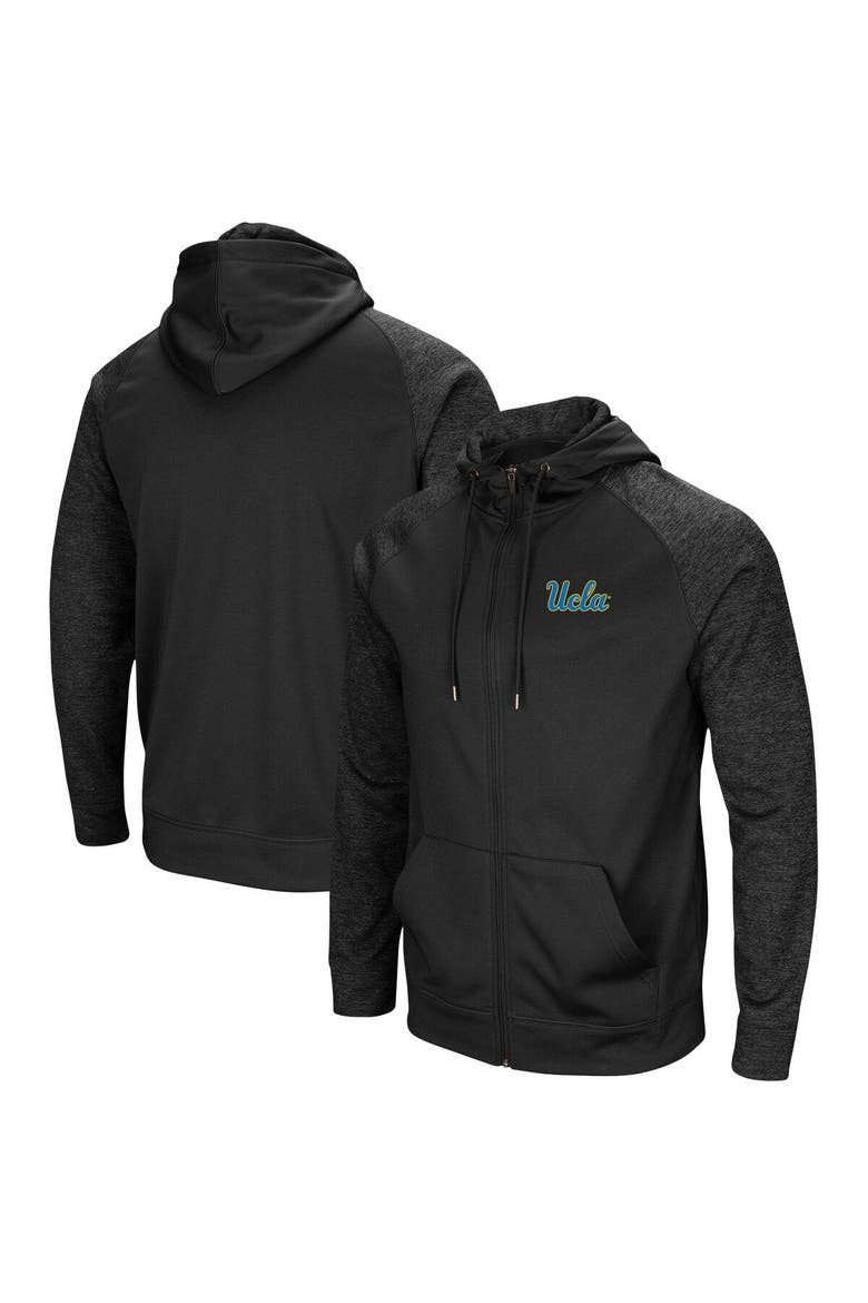 Men's Colosseum Black UCLA Bruins Blackout 3.0 Tonal Raglan Full-Zip Hoodie, Main, color, Black