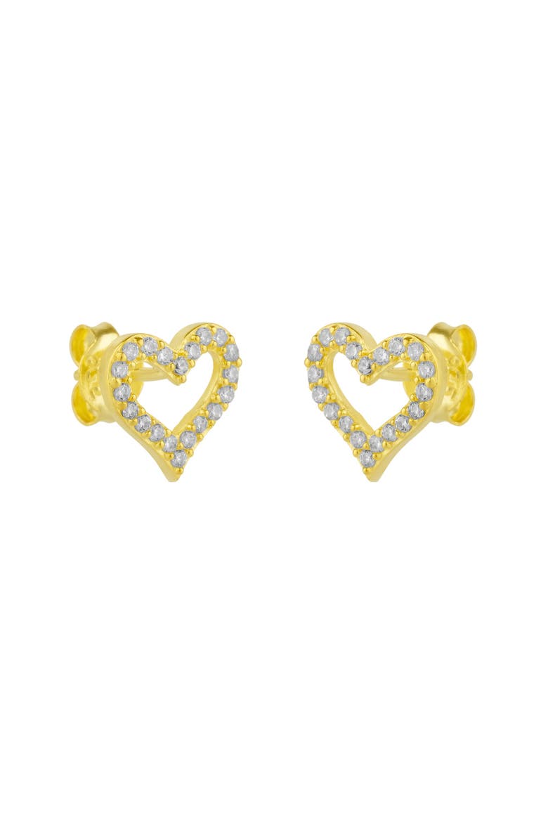 Heart Sterling Silver Stud Earrings, Main, color, Gold