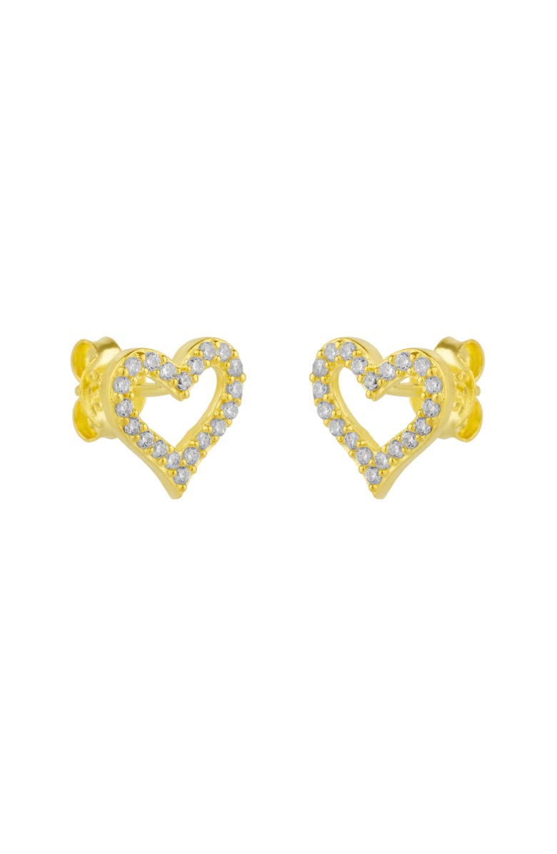 Spero London Heart Sterling Silver Stud Earrings, Main, color, Gold