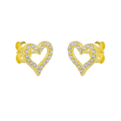 Spero London Heart Sterling Silver Stud Earrings In Gold