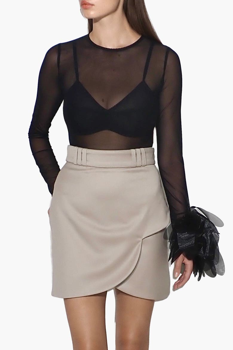 Tailored Wrap Mini Skirt, Alternate, color, Cappuccino