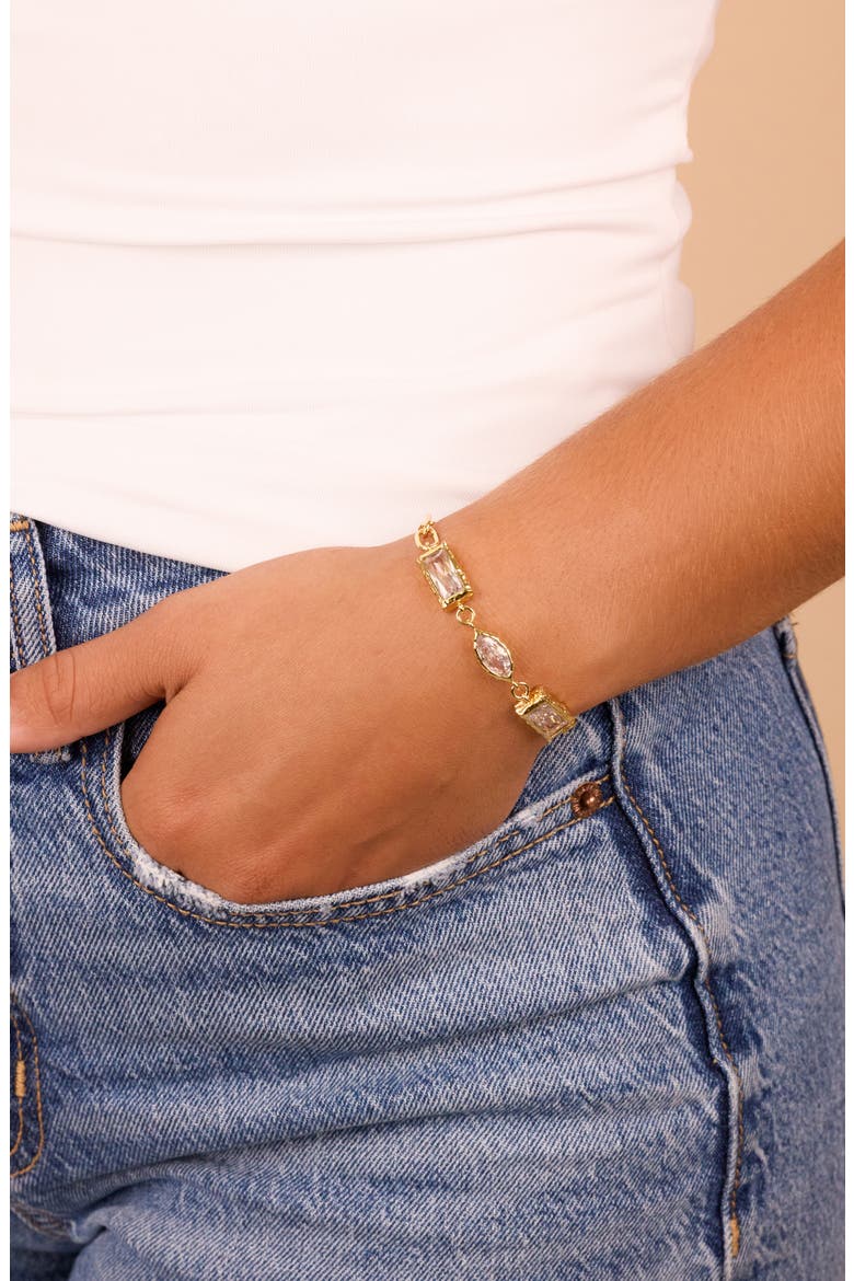 Tate Cubic Zirconia Chain Bracelet, Alternate, color, GOLD