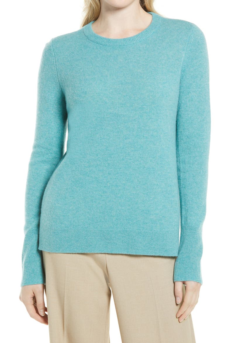 Cashmere Sweater, Main, color, TEAL TITANIC HEATHER