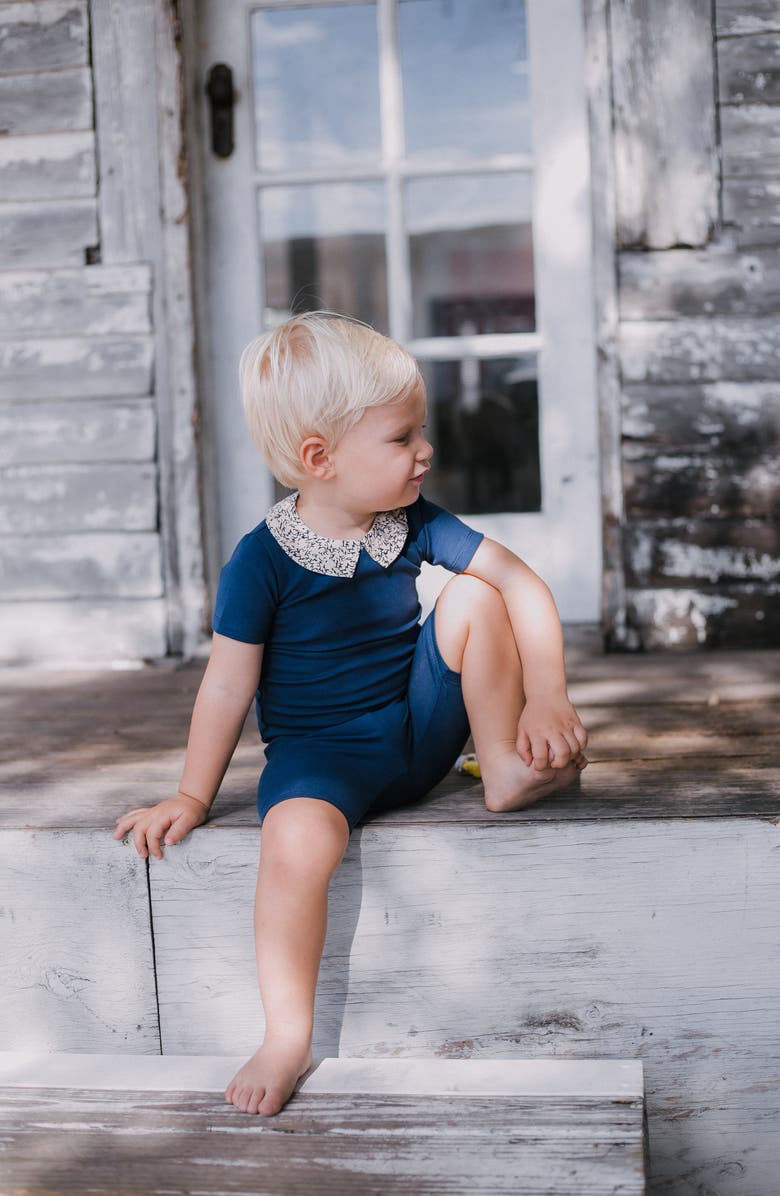 Manière Floral Collar T-Shirt & Shorts Set, Alternate, color, Deep Blue